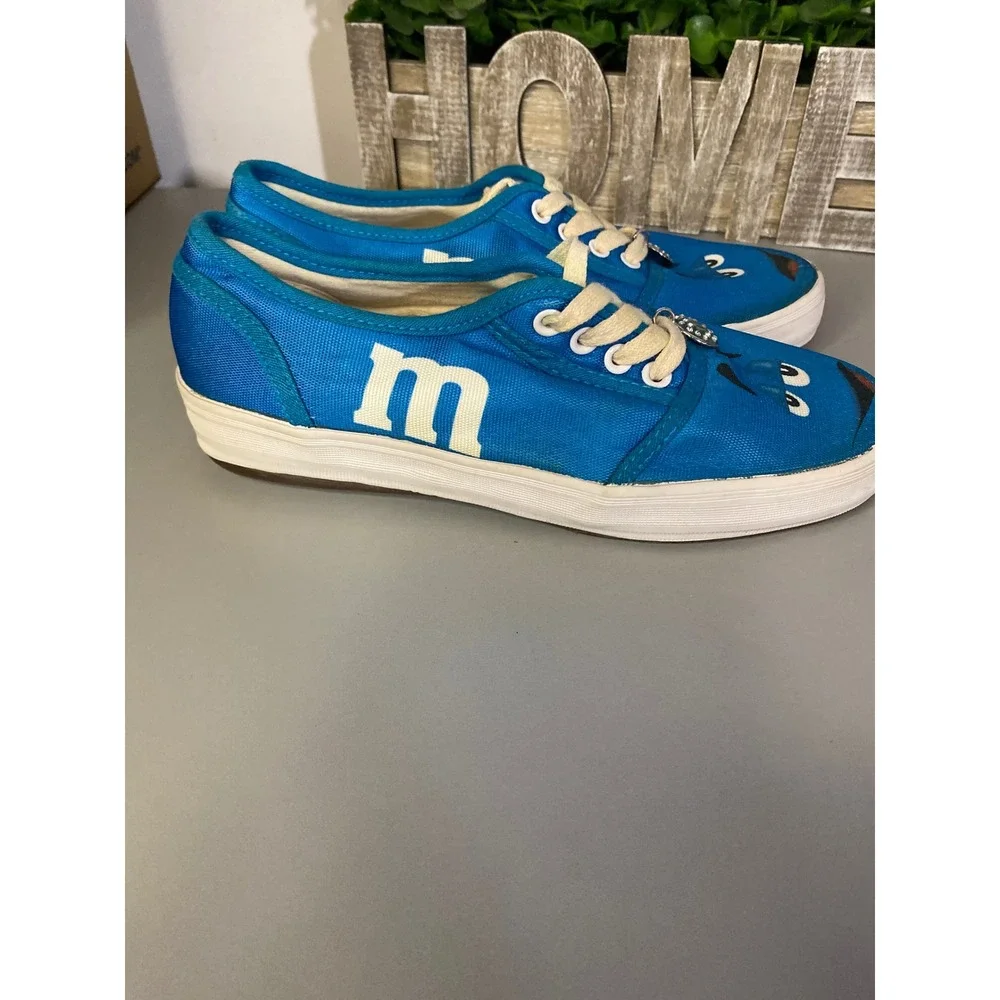 M&Ms Blue Cartoon Face Sneakers Womens Size 5.0 US‎ 3.5 UK Bradford Exchange